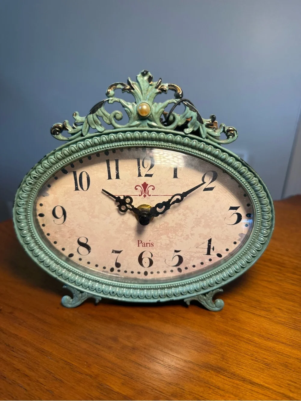 Vintage Style Table Clock Paris Distressed Decor NWT
